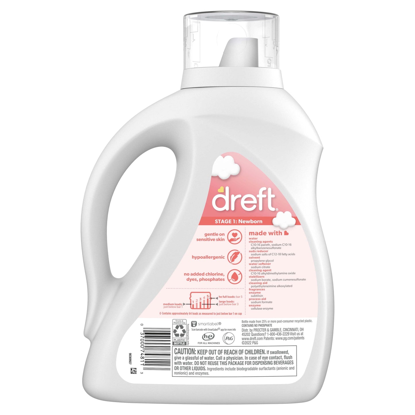 (2 Pack) Newborn Baby Liquid Laundry Detergent, Sensitive Skin, Hypoallergenic, 64 Loads, 92 Fl Oz