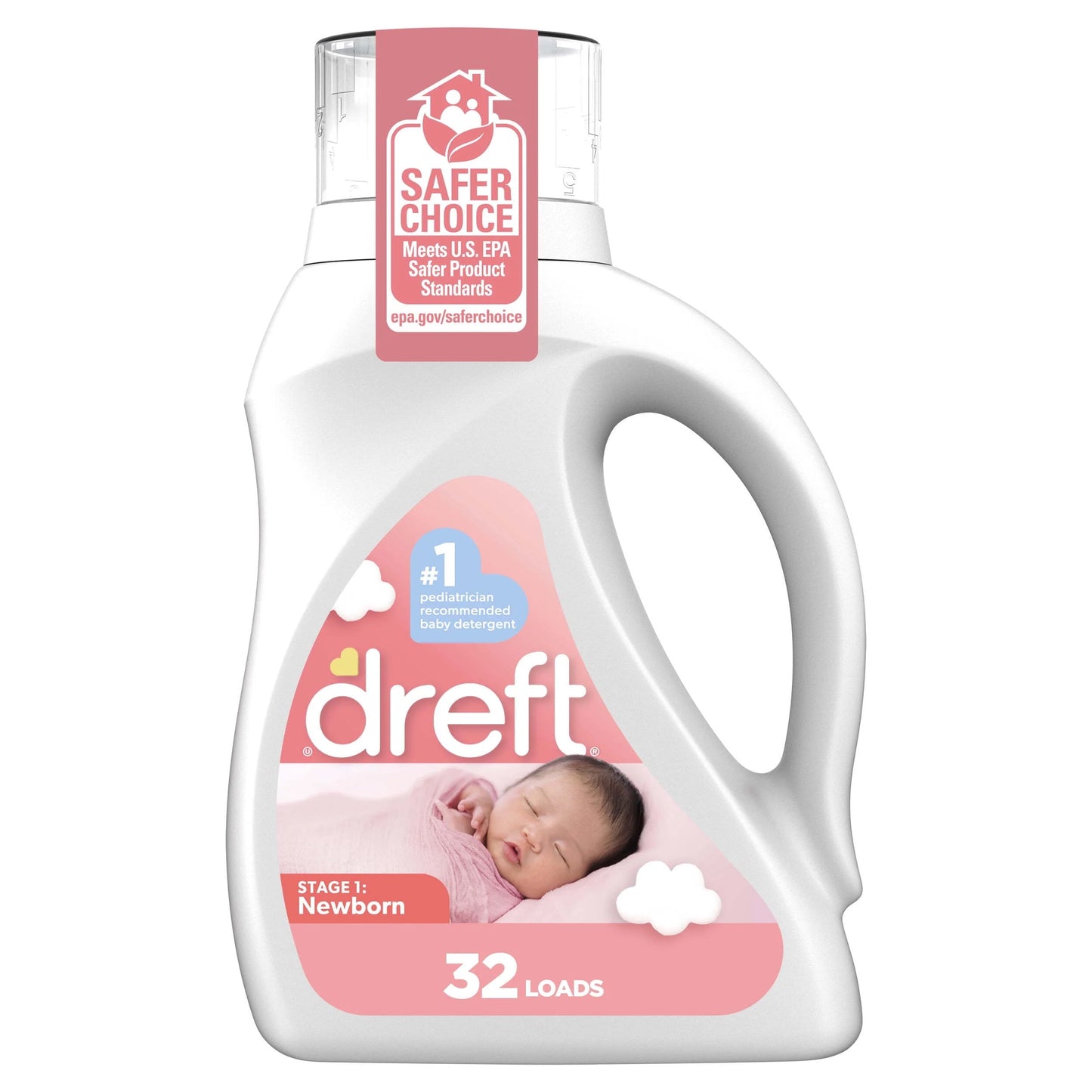Newborn Baby Liquid Laundry Detergent, Sensitive Skin, Hypoallergenic, 32 Loads, 46 Fl Oz