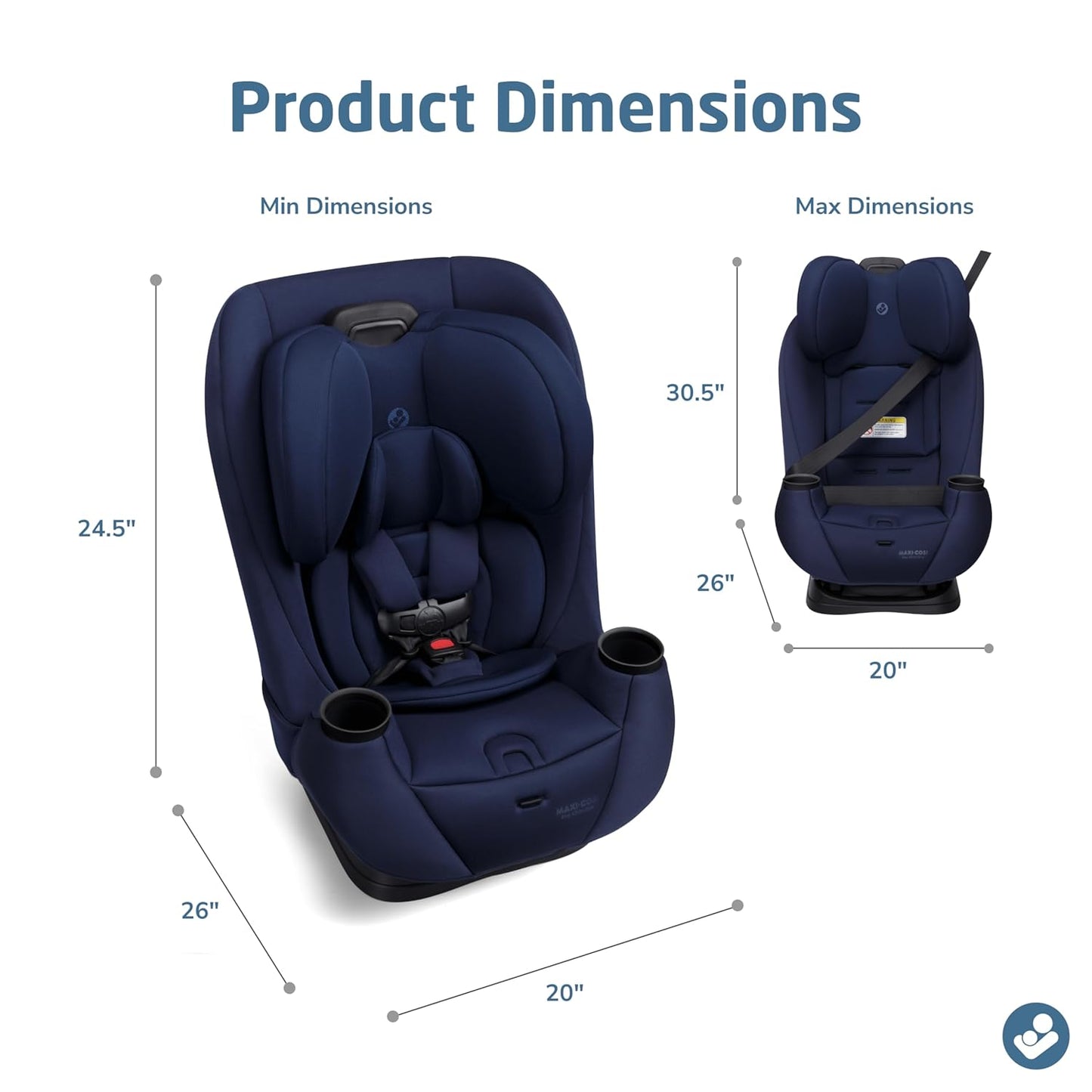 Pria All-In-One Convertible Car Seat, Infant to Toddler Car Seat, Easy-Install Harness, Machine-Washable Cover, 5-100 Lbs, Seafaring