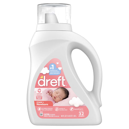 Newborn Baby Liquid Laundry Detergent, Sensitive Skin, Hypoallergenic, 32 Loads, 46 Fl Oz