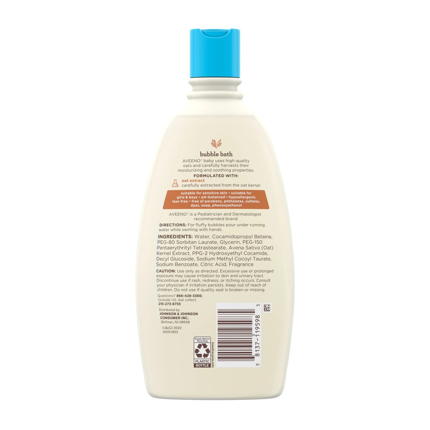 Baby Sensitive Skin Bubble Bath with Oat Extract, 19.2 Fl. Oz