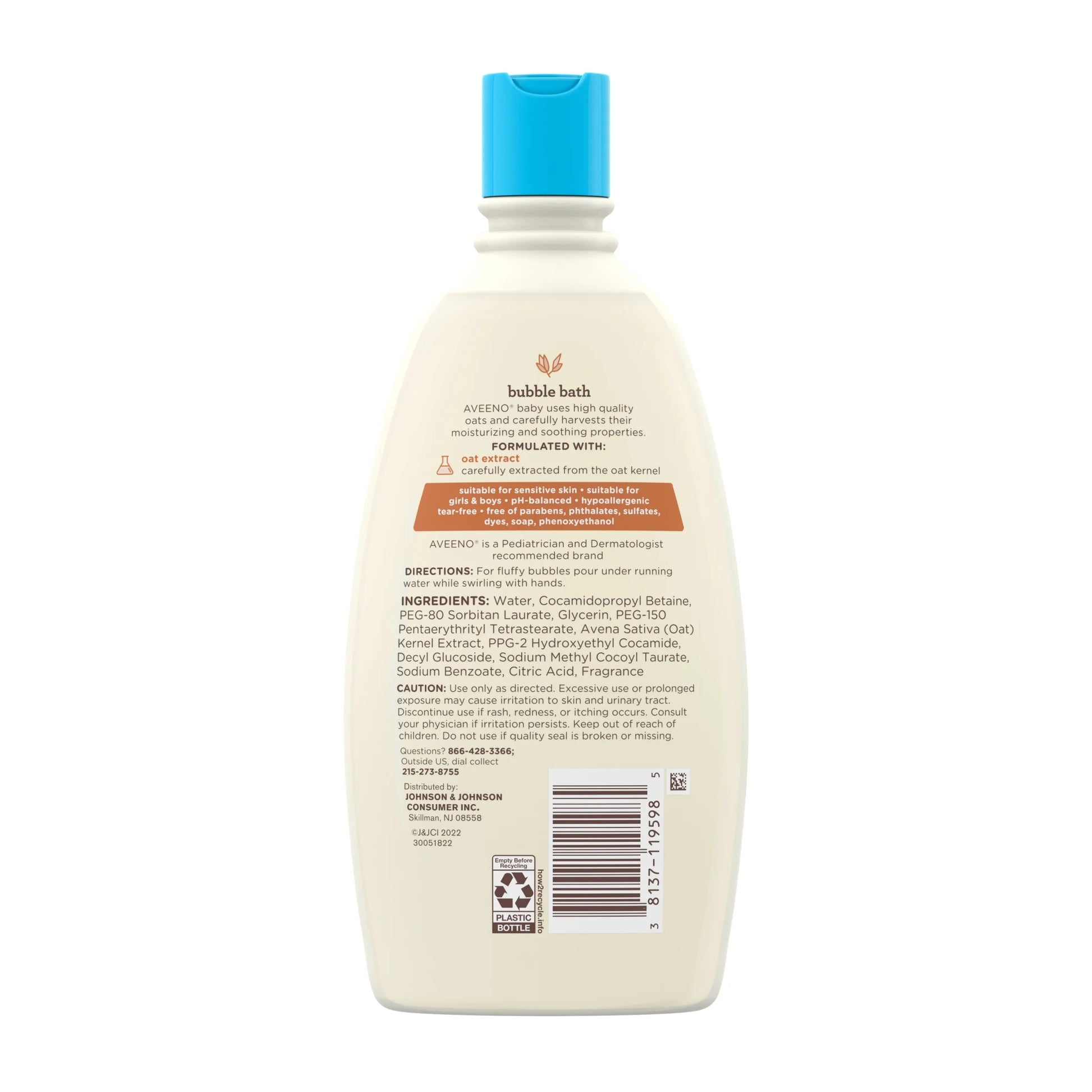 Baby Sensitive Skin Bubble Bath with Oat Extract, 19.2 Fl. Oz