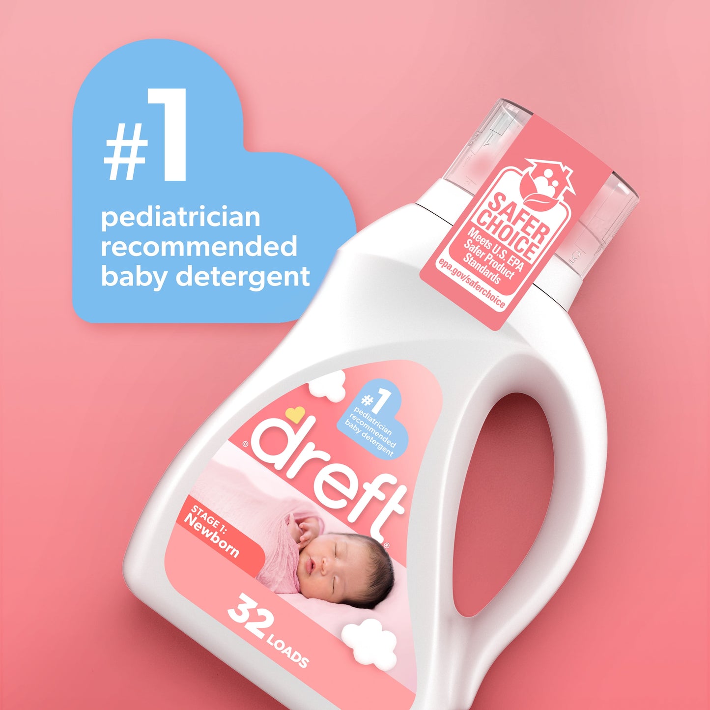 Newborn Baby Liquid Laundry Detergent, Sensitive Skin, Hypoallergenic, 114 Loads, 150 Fl Oz