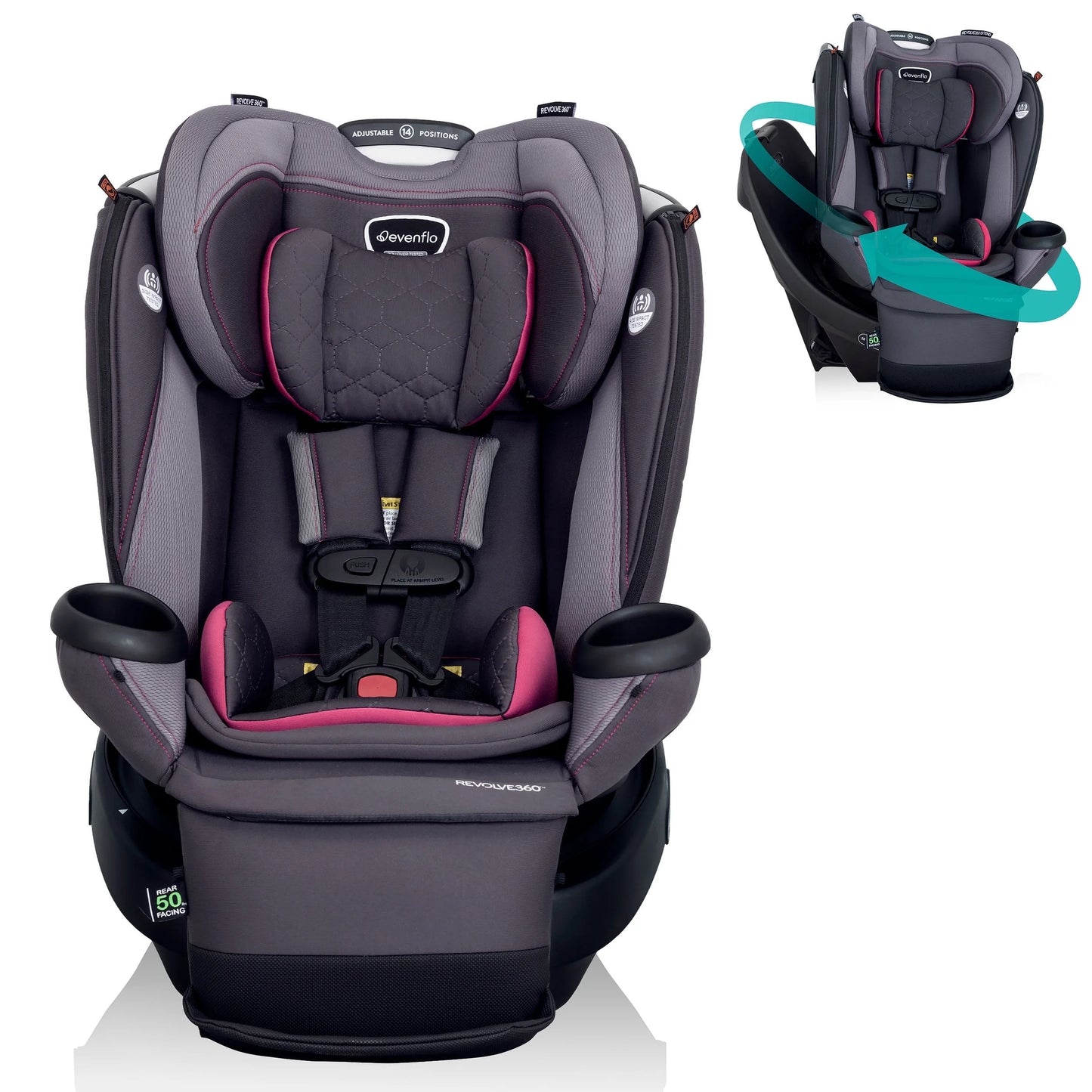 Revolve360 Extend All-In-One Rotational Car Seat with Quick Clean Cover (Rowe Pink)