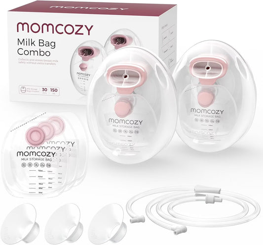 Wearable Milk Collection Cups with Storage Bags, Direct-To-Bag Breast Milk Bag Combo, Breast Pump Parts for  V1/V2 Pump & Most Electric Breast Pumps, 2 Pack