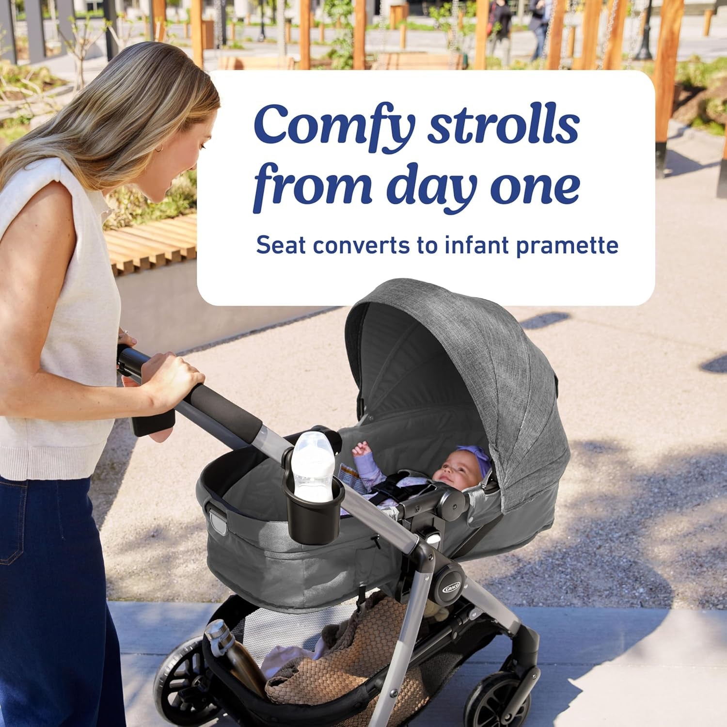 Graco Modes Pramette Travel System | Stroller & Car Seat Combo | 3-In-1 Stroller Modes | Includes Graco Snugride 35 Infant Car Seat | Ellington