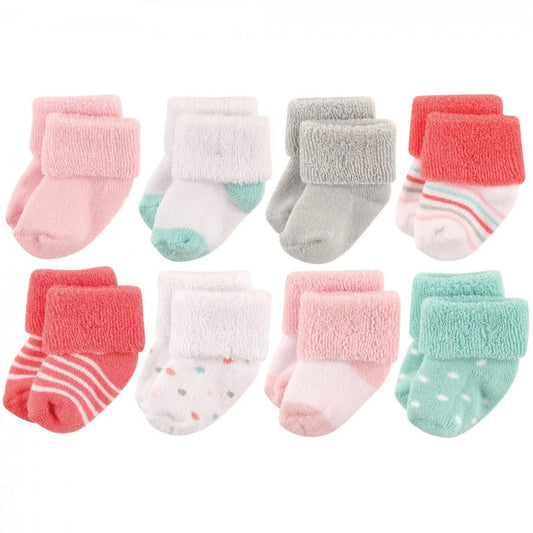 Baby Girl Newborn and Baby Terry Socks, Coral Dot, 0-6 Months
