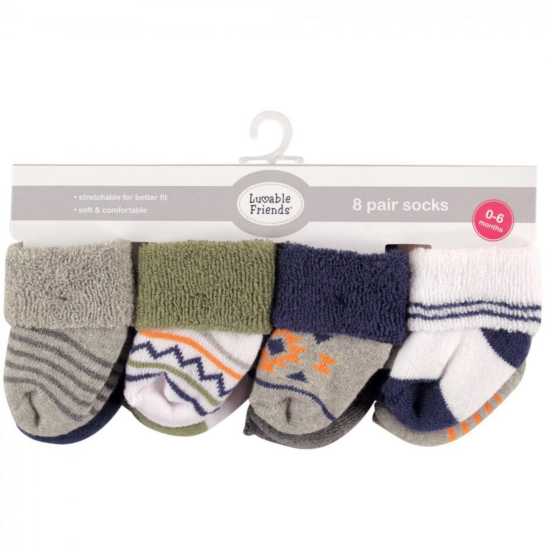 Baby Boy Newborn and Baby Terry Socks, Aztec, 6-12 Months