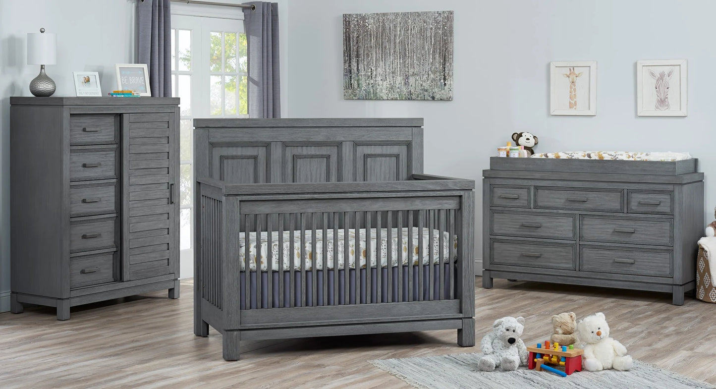 Manchester 4-In-1 Convertible Crib, Rustic Gray, Greenguard Gold Certified