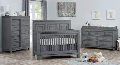 Manchester 4-In-1 Convertible Crib, Rustic Gray, Greenguard Gold Certified