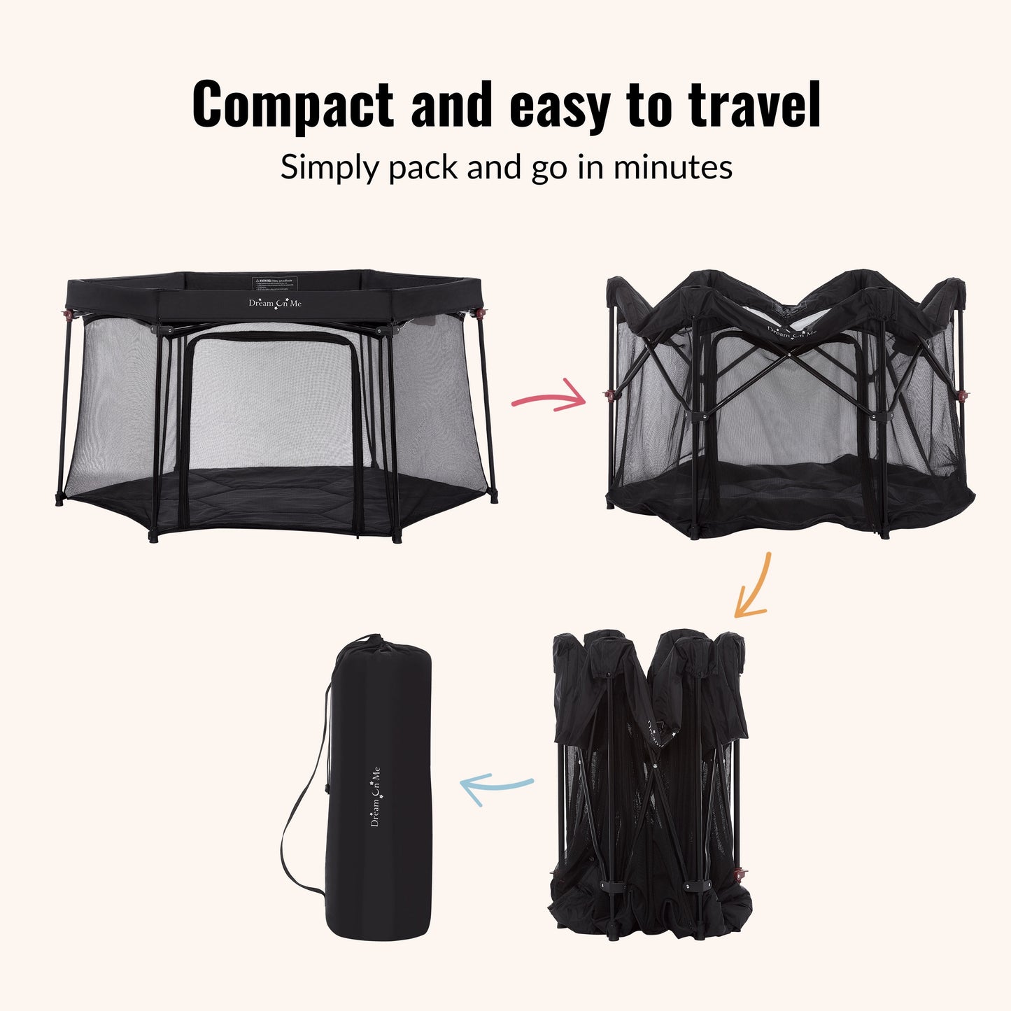 Onyx Baby Play Yard Set with Canopy, Black