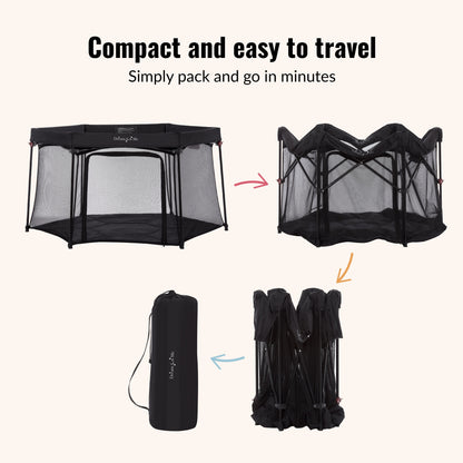 Onyx Baby Play Yard Set with Canopy, Black