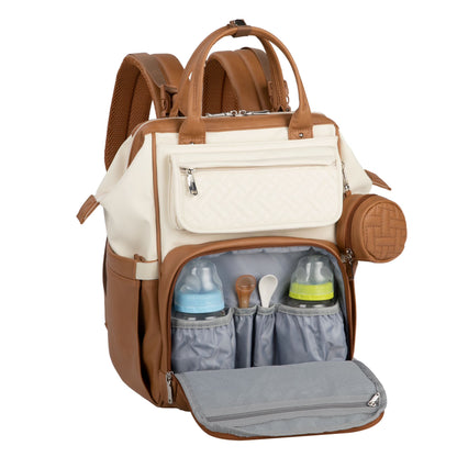 Diaper Bag Backpack, Spacious & Stylish Nappy Organizer, Coffee Cream