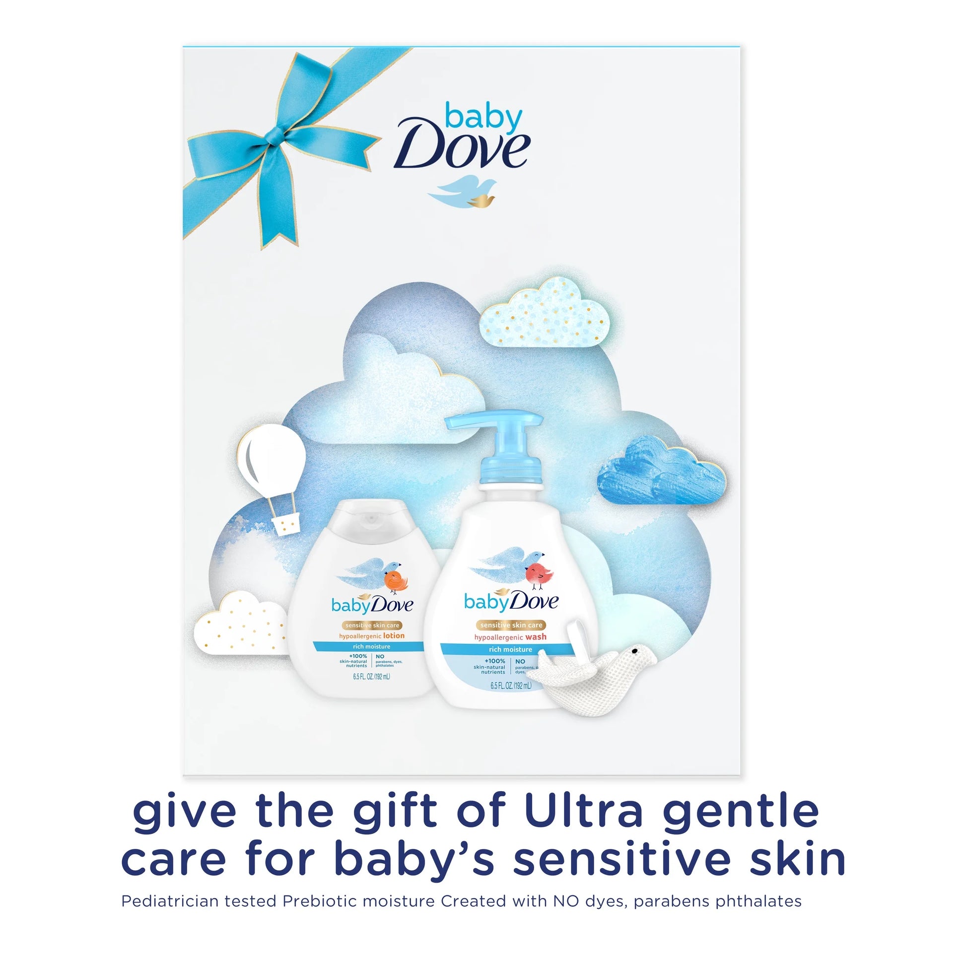 Baby  Moisture Rich Hypoallergenic Holiday Gift for New Moms Includes Body Lotion, Body Wash & Bath Sponge for Delicate Skin, 3 Count