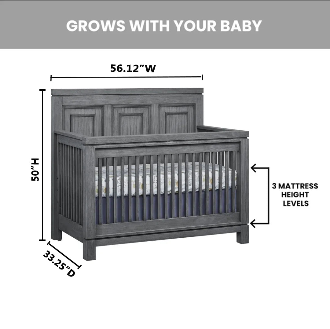Manchester 4-In-1 Convertible Crib, Rustic Gray, Greenguard Gold Certified