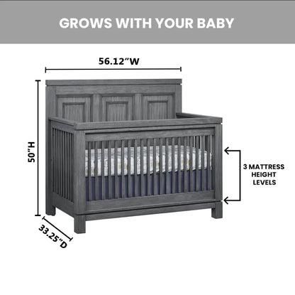 Manchester 4-In-1 Convertible Crib, Rustic Gray, Greenguard Gold Certified