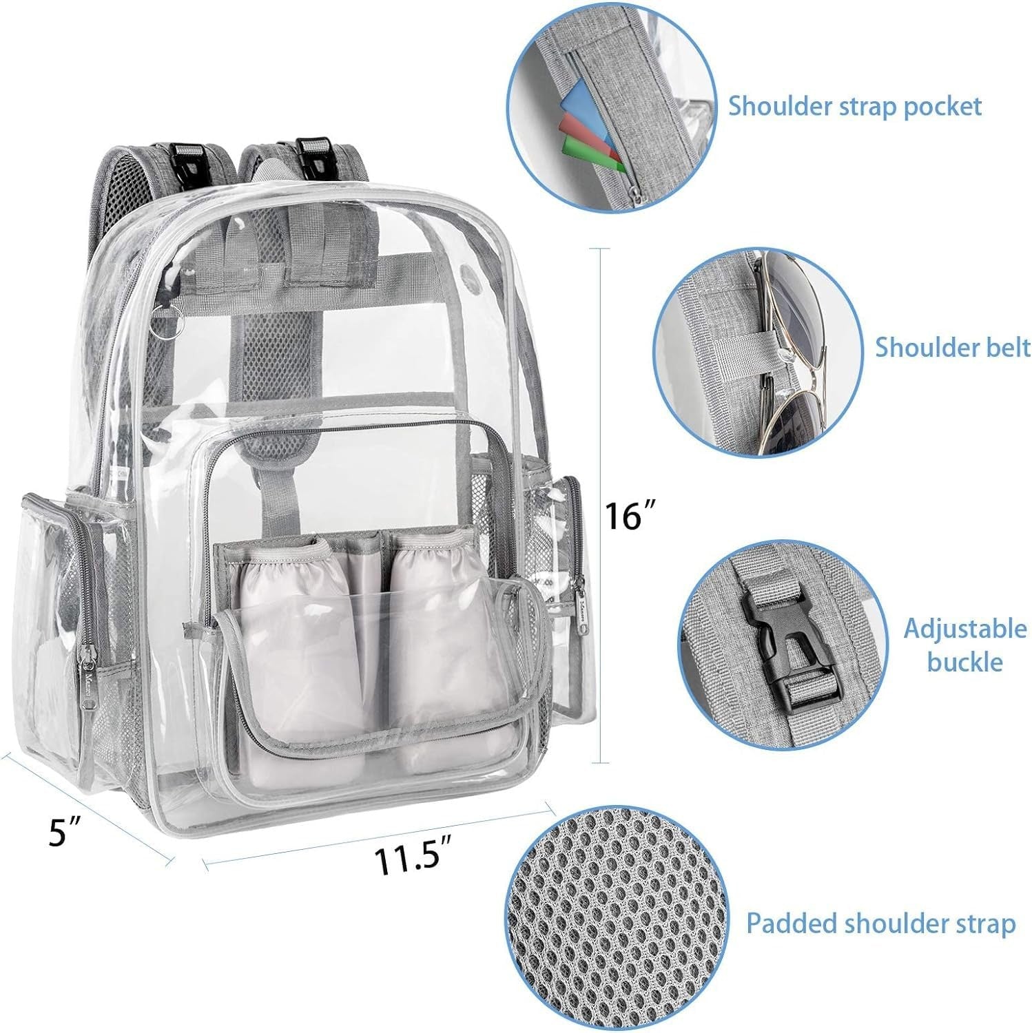 Mancro Diaper Bag Backpack, Clear Baby Bag Heavy Duty Transparent Back
