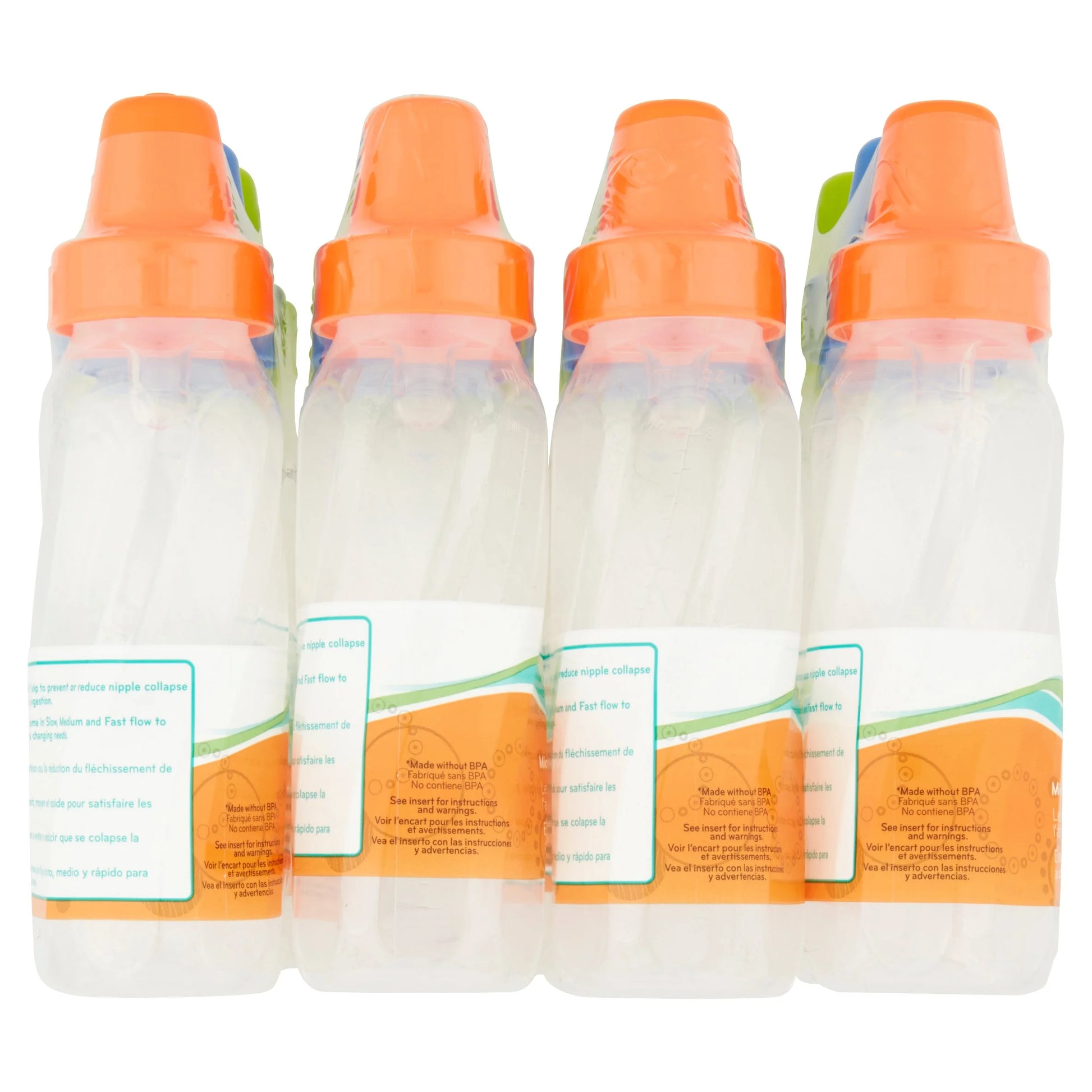 Feeding Classic Bpa-Free Plastic Baby Bottles - 8Oz, Teal/Green/Blue, 12Ct