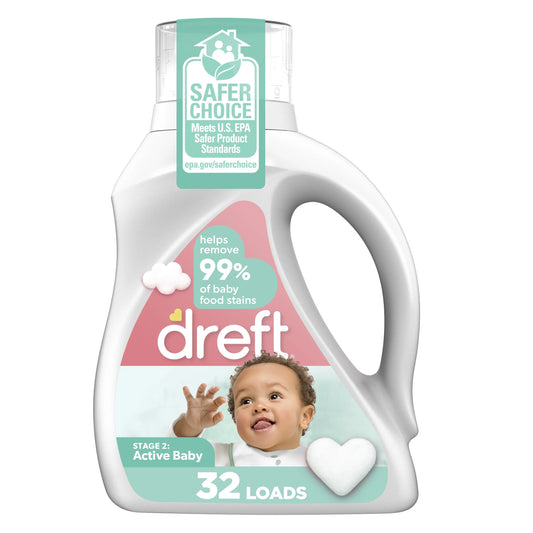 Active Baby Liquid Laundry Detergent, Sensitive Skin, Hypoallergenic, 32 Loads, 46 Fl Oz