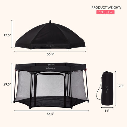 Onyx Baby Play Yard Set with Canopy, Black