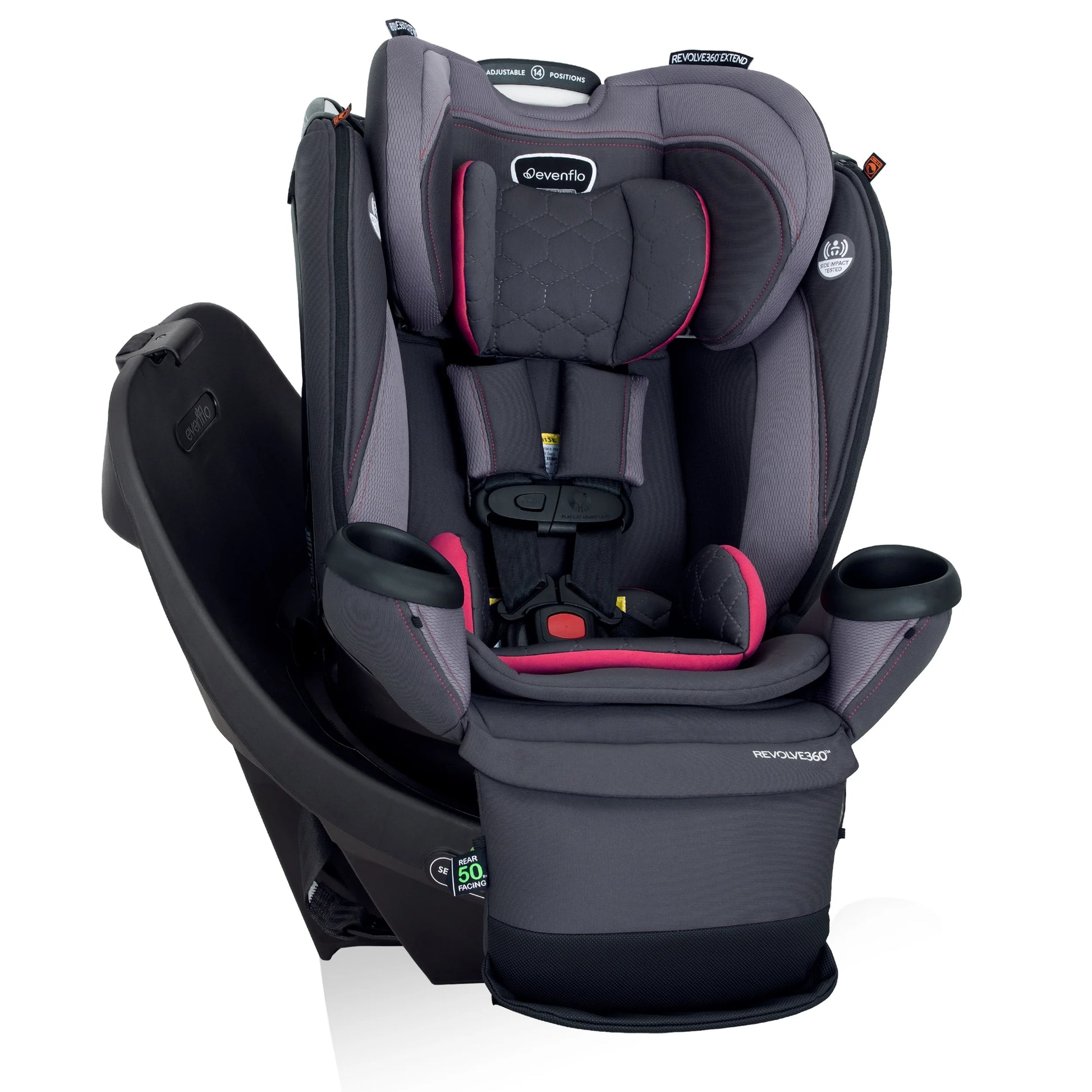 Revolve360 Extend All-In-One Rotational Car Seat with Quick Clean Cover (Rowe Pink)