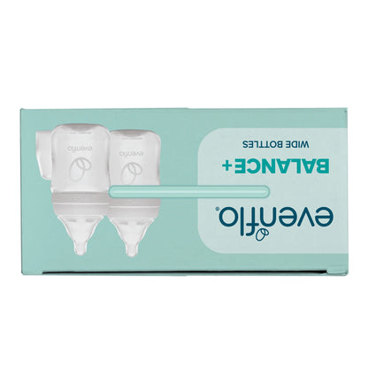 Balance Wide Neck Baby Bottles Clear and White 5Oz, 2 Count