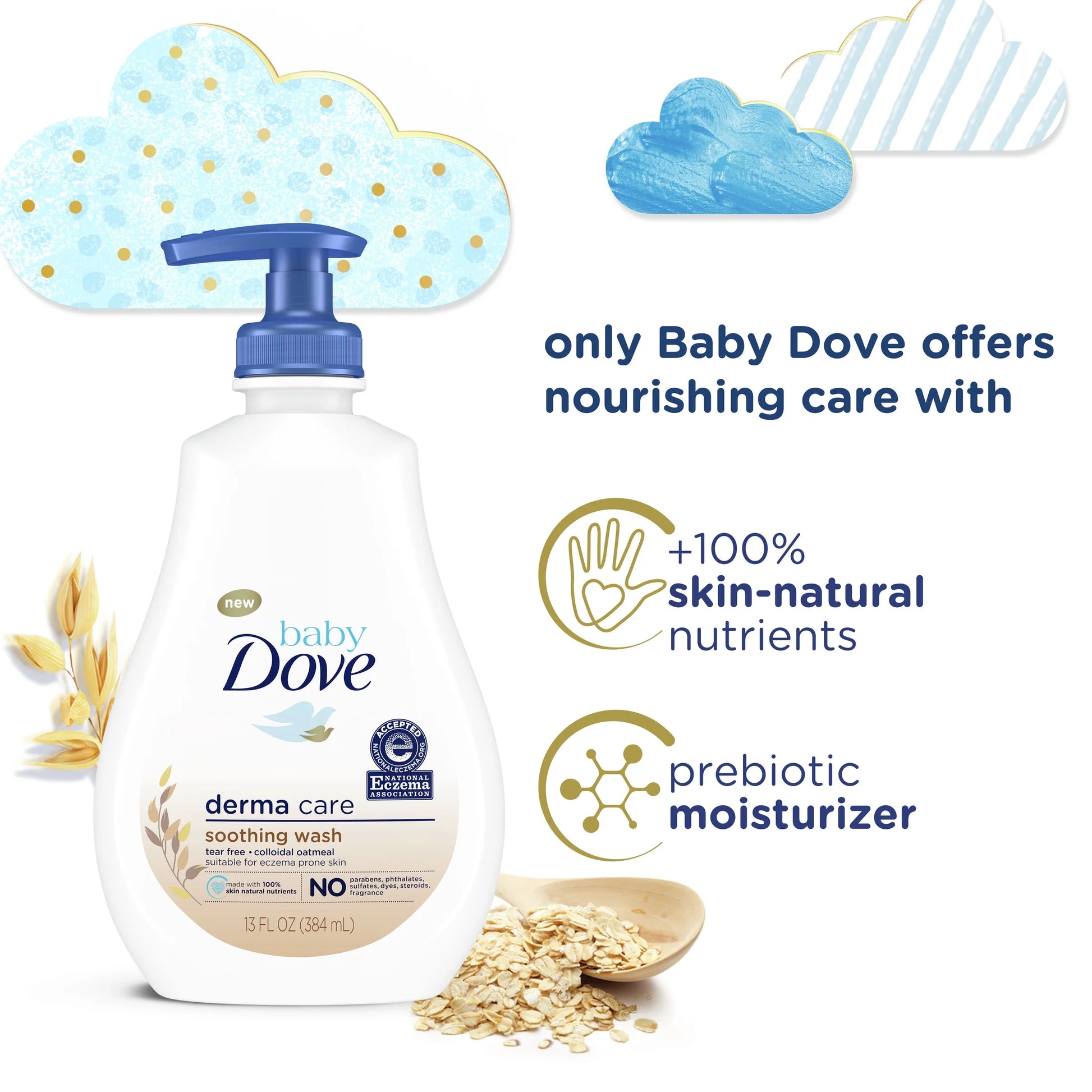 Derma Care Soothing Wash Skin Care with Colloidal Oatmeal for Eczema Prone Skin, 13 Oz