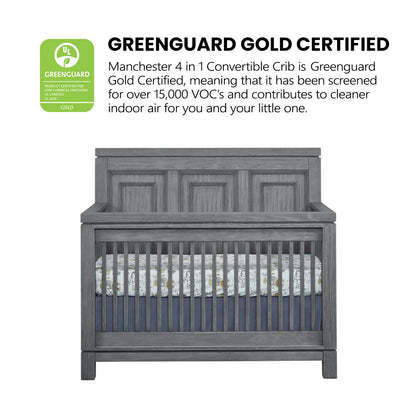 Manchester 4-In-1 Convertible Crib, Rustic Gray, Greenguard Gold Certified