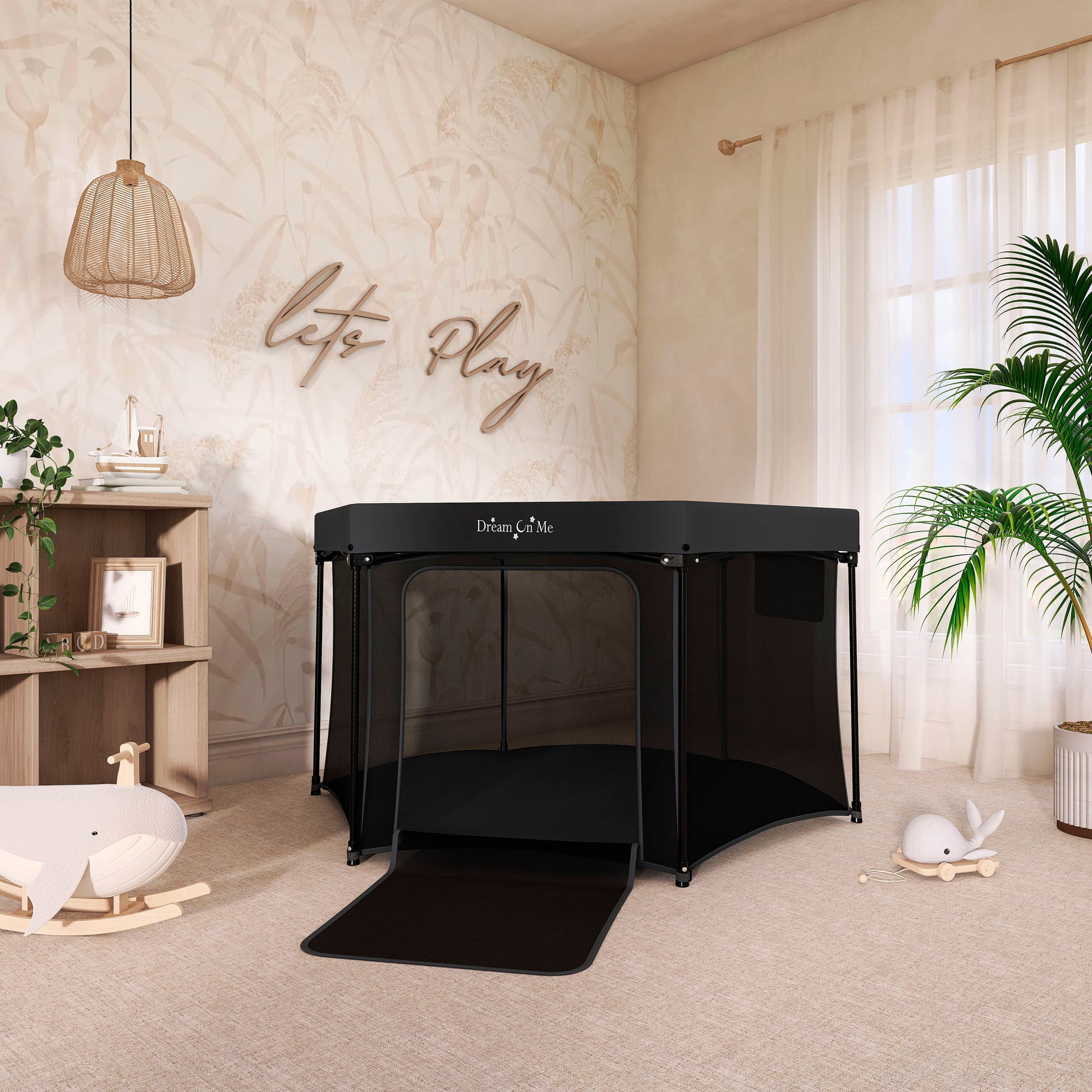 Onyx Baby Play Yard Set with Canopy, Black
