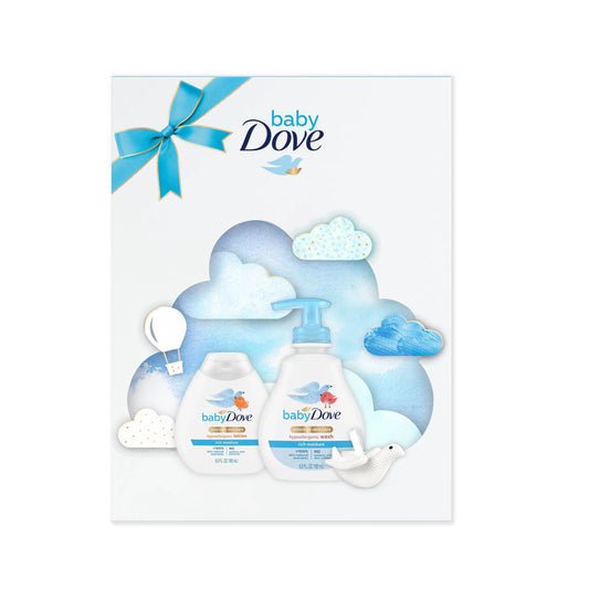 Baby  Moisture Rich Hypoallergenic Holiday Gift for New Moms Includes Body Lotion, Body Wash & Bath Sponge for Delicate Skin, 3 Count