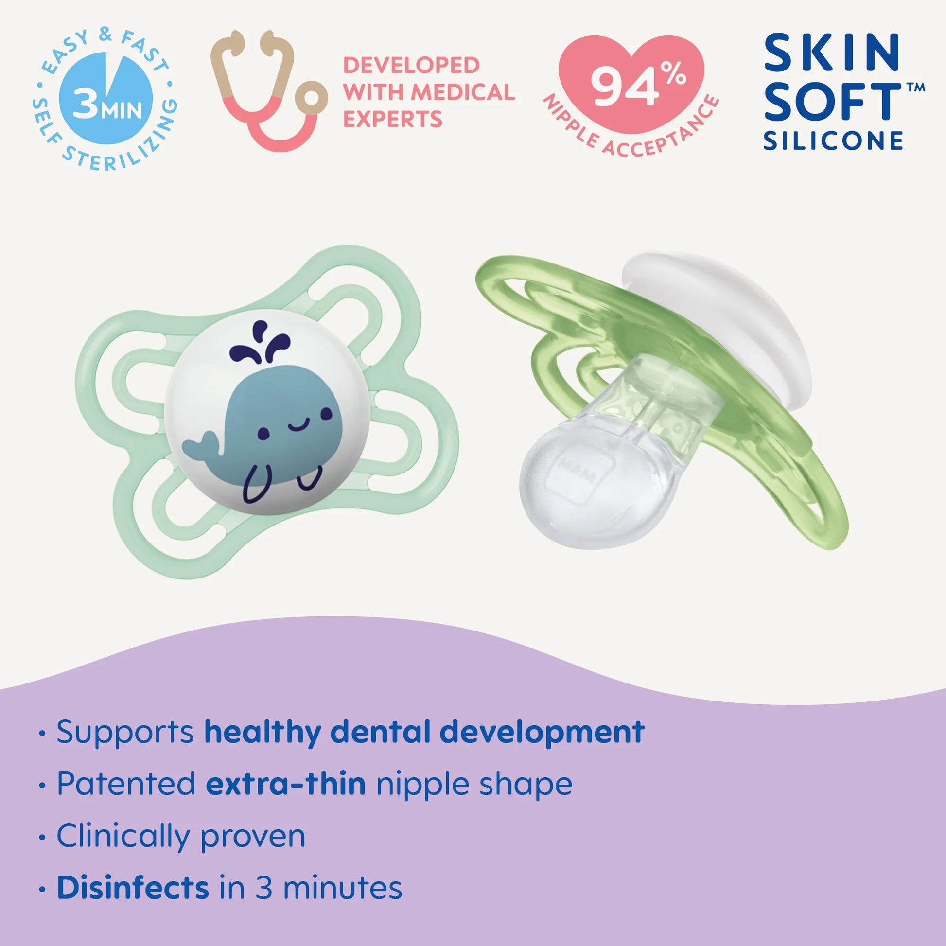 Perfect Pacifier, 0-6 Months, Boy, 2 Pack