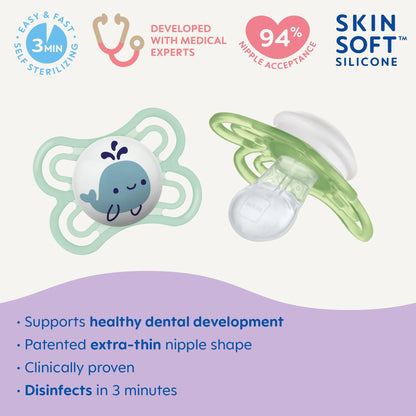 Perfect Pacifier, 0-6 Months, Boy, 2 Pack