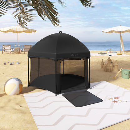 Onyx Baby Play Yard Set with Canopy, Black