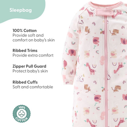 Newborn Layette Gift Set for Baby Girls, 23 Essential Pieces, Pink Rainbow Safari Animals, 0-3 Months