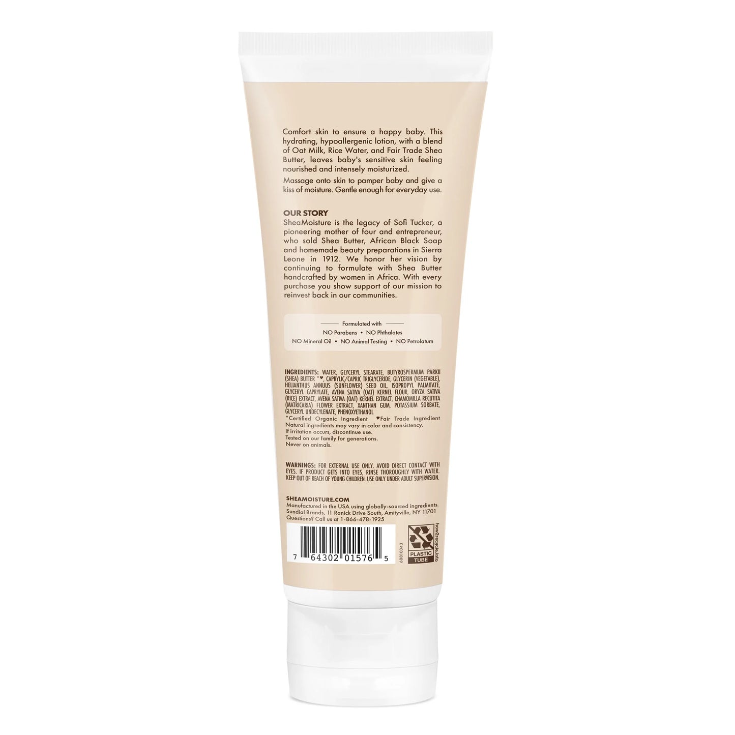 Baby Lotion Oat Milk & Rice Water for Sensitive Skin with Shea Butter and Sunflower Seed Oil 8 Oz