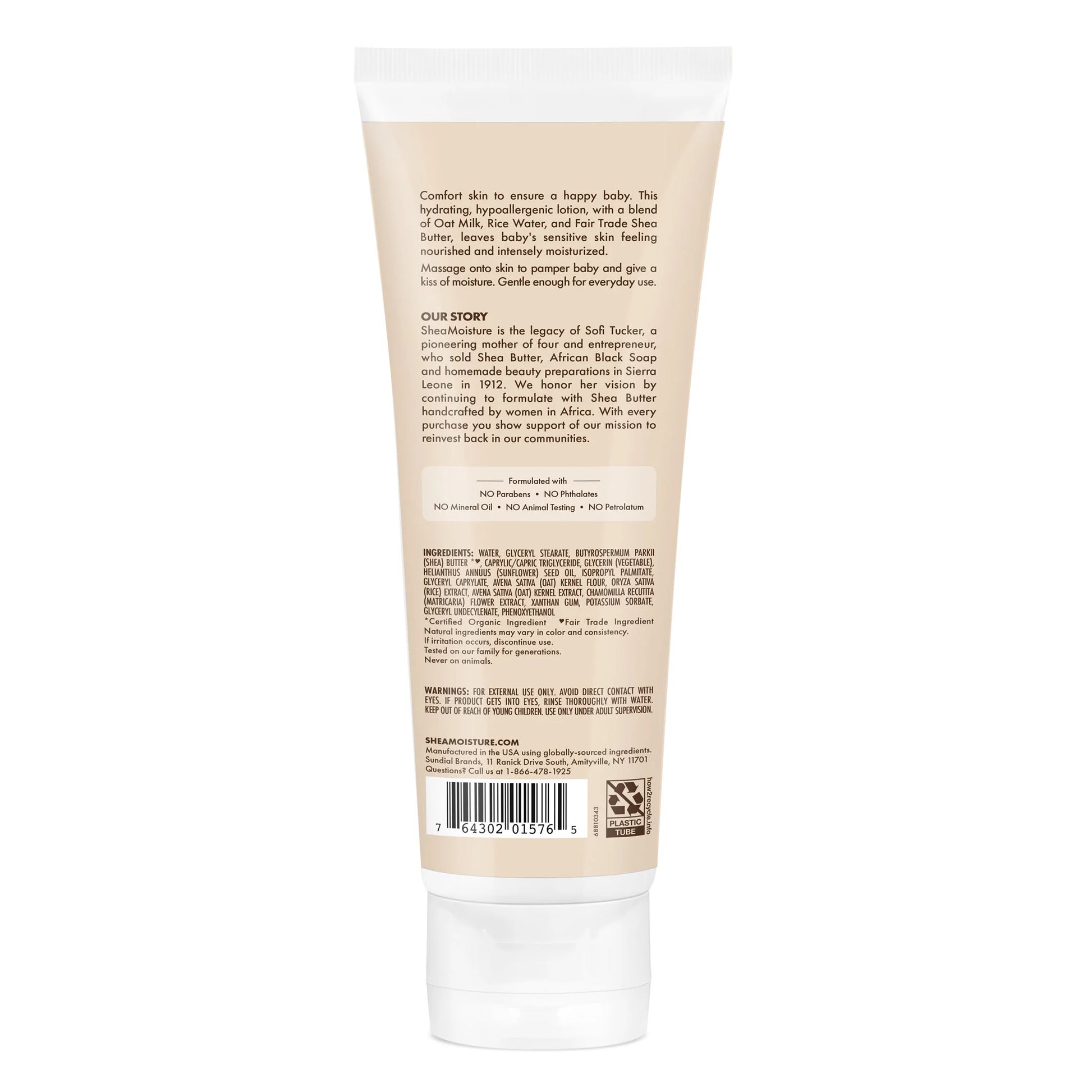 Baby Lotion Oat Milk & Rice Water for Sensitive Skin with Shea Butter and Sunflower Seed Oil 8 Oz