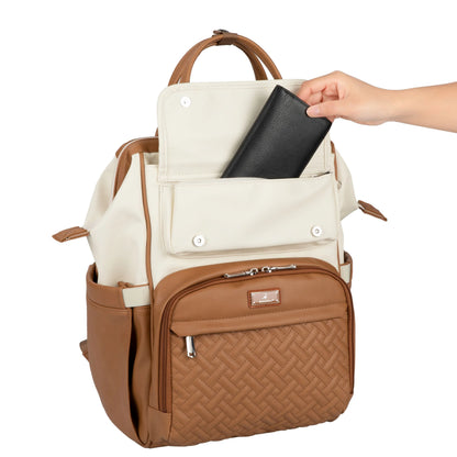 Diaper Bag Backpack, Spacious & Stylish Nappy Organizer, Coffee Cream