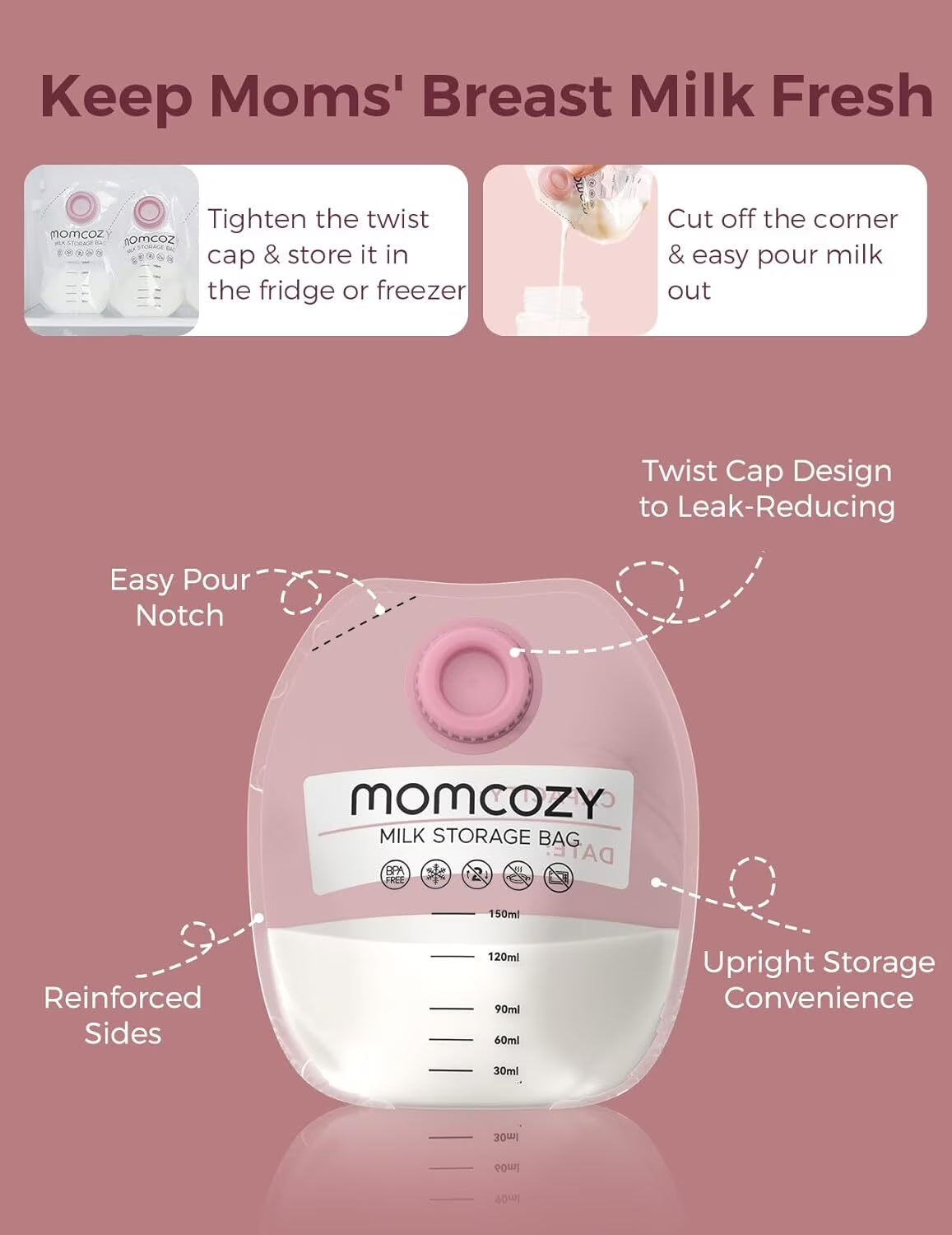Wearable Milk Collection Cups with Storage Bags, Direct-To-Bag Breast Milk Bag Combo, Breast Pump Parts for  V1/V2 Pump & Most Electric Breast Pumps, 2 Pack