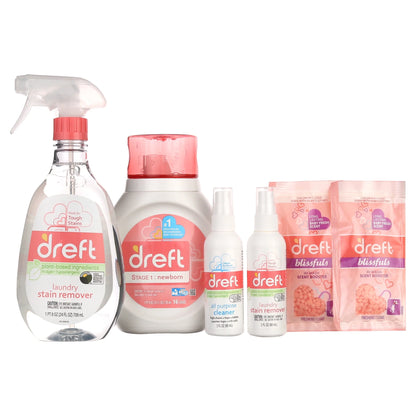 Bundle of Bliss Baby Gift Set with Laundry Detergent and Stain Remover, Infant Essentials, 16 Loads, 7 Pieces