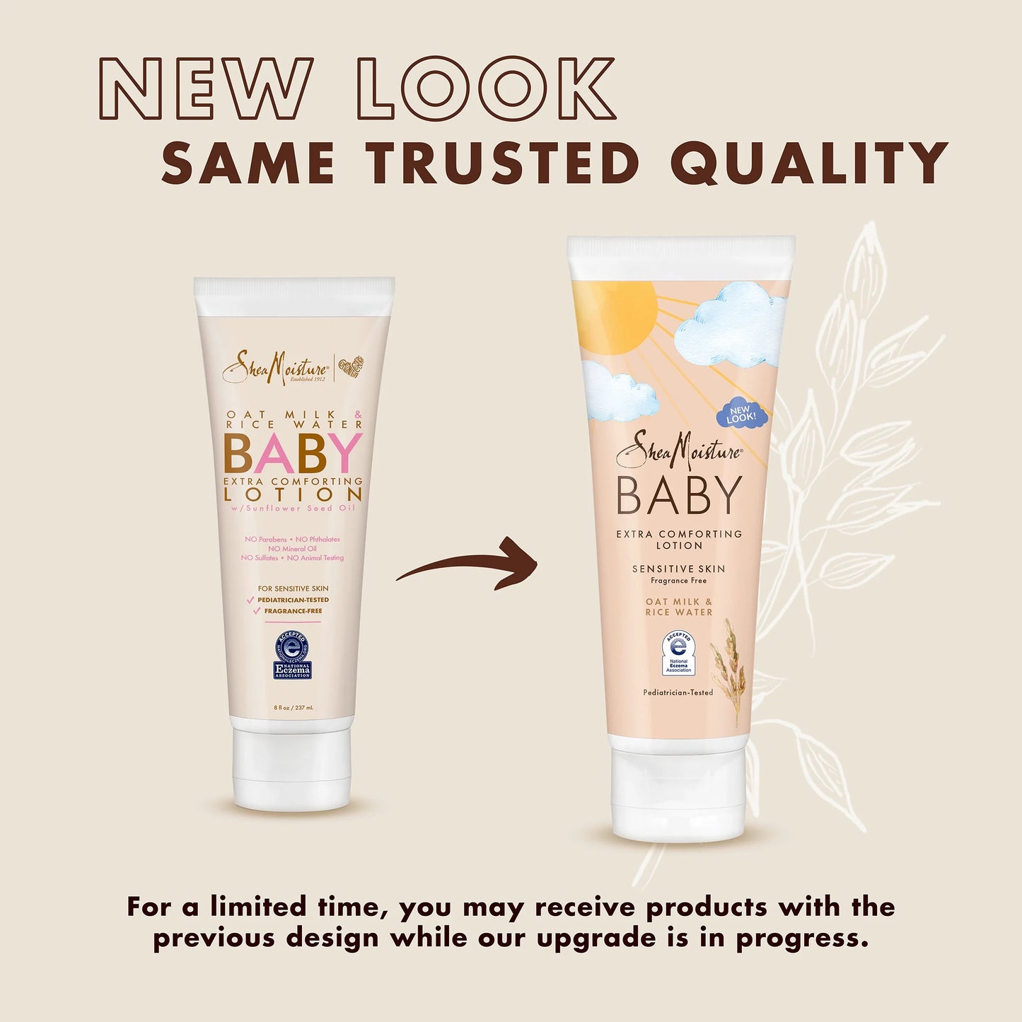 Baby Lotion Oat Milk & Rice Water for Sensitive Skin with Shea Butter and Sunflower Seed Oil 8 Oz