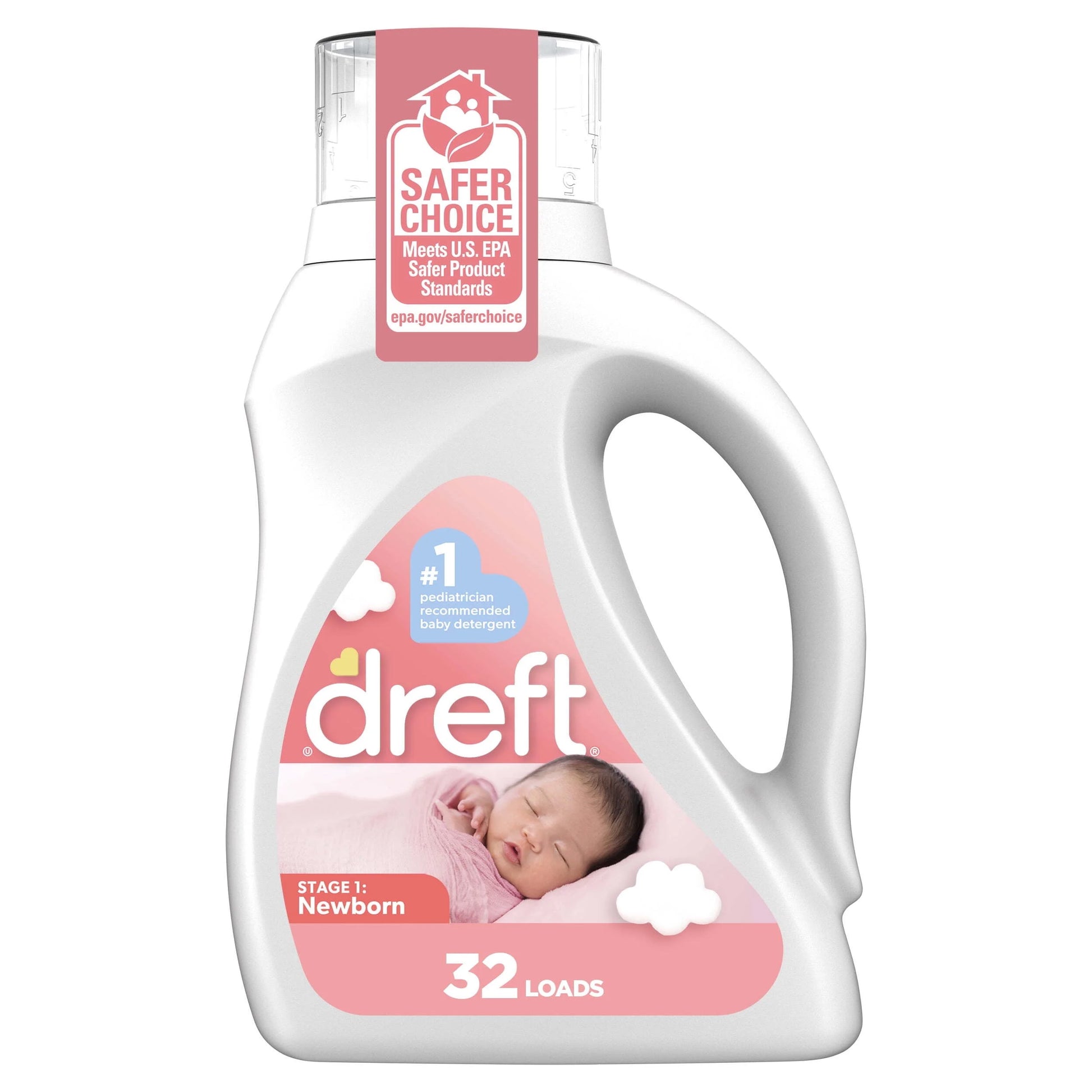 Newborn Baby Liquid Laundry Detergent, Sensitive Skin, Hypoallergenic, 32 Loads, 46 Fl Oz