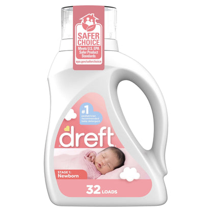 Newborn Baby Liquid Laundry Detergent, Sensitive Skin, Hypoallergenic, 32 Loads, 46 Fl Oz