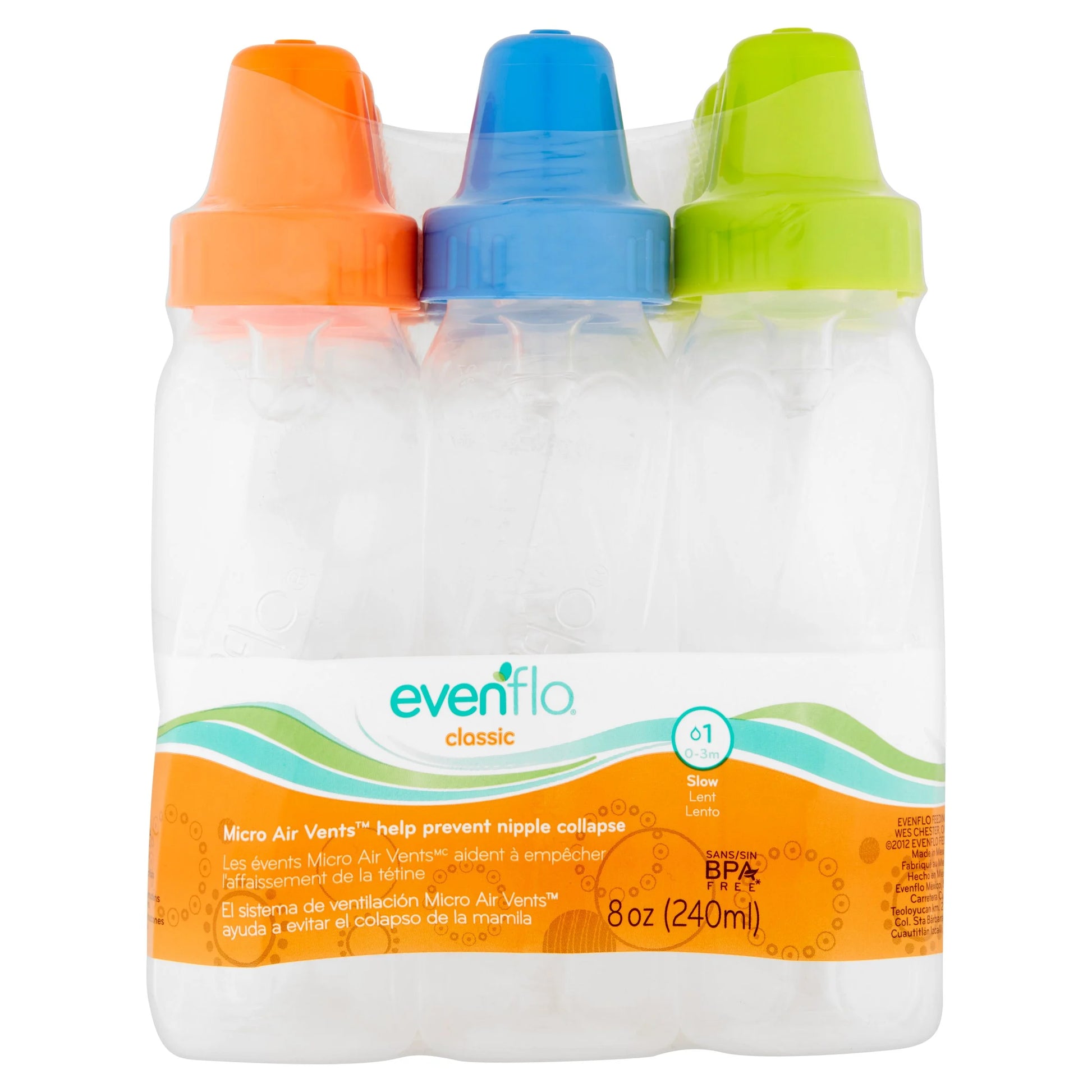 Feeding Classic Bpa-Free Plastic Baby Bottles - 8Oz, Teal/Green/Blue, 12Ct