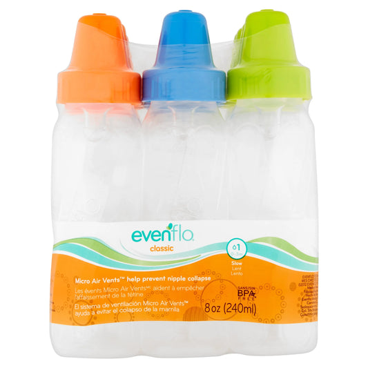 Feeding Classic Bpa-Free Plastic Baby Bottles - 8Oz, Teal/Green/Blue, 12Ct