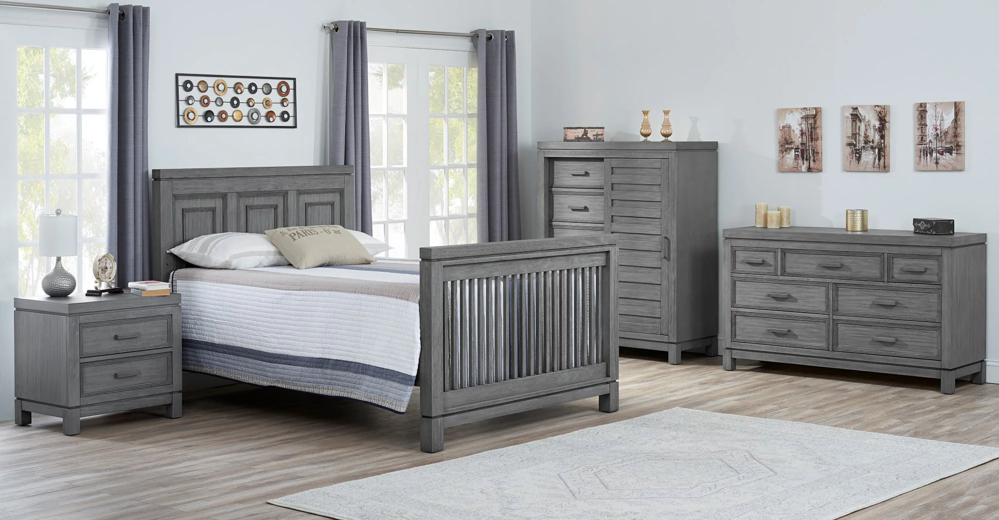 Manchester 4-In-1 Convertible Crib, Rustic Gray, Greenguard Gold Certified
