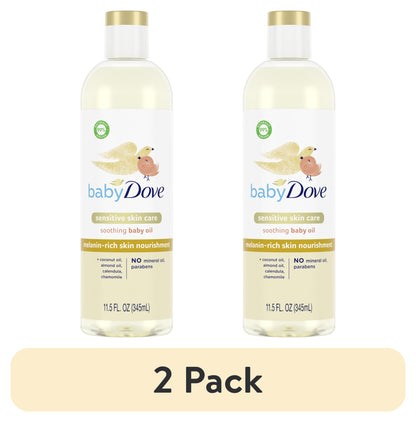 (2 Pack)  Melanin-Rich Skin Nourishment Baby Oil Sensitivity All Newborn Skin, 11.5 Oz