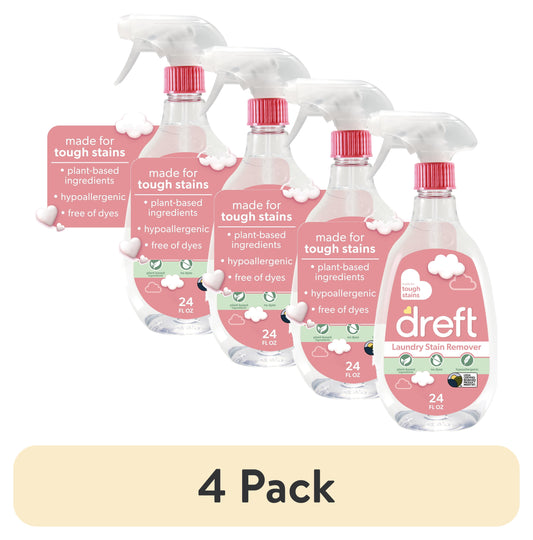 (4 Pack)  Plant Based Baby Spray and Wash Laundry Stain Remover, Baby Essentials, 24 Oz
