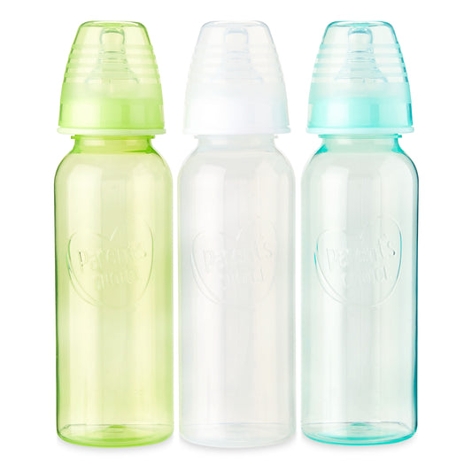 Newborn Standard Neck Tinted Bottle, 9 Fl Oz, 0+ Months, 3 Pack, Multicolor
