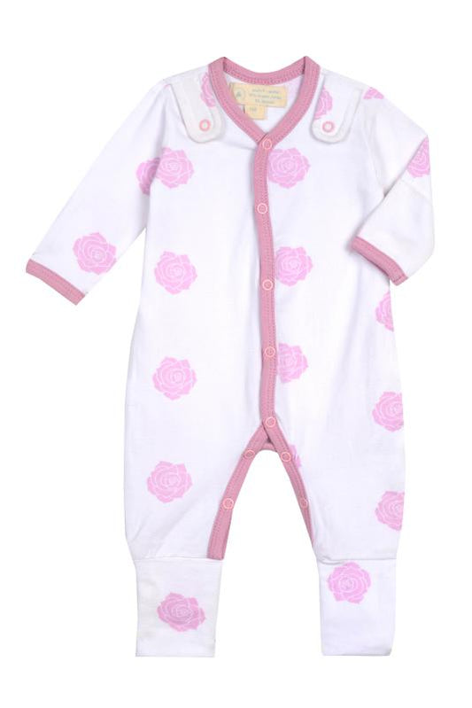 Pink Rose Footed Onesie Set