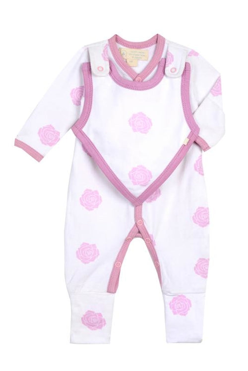 Pink Rose Footed Onesie Set